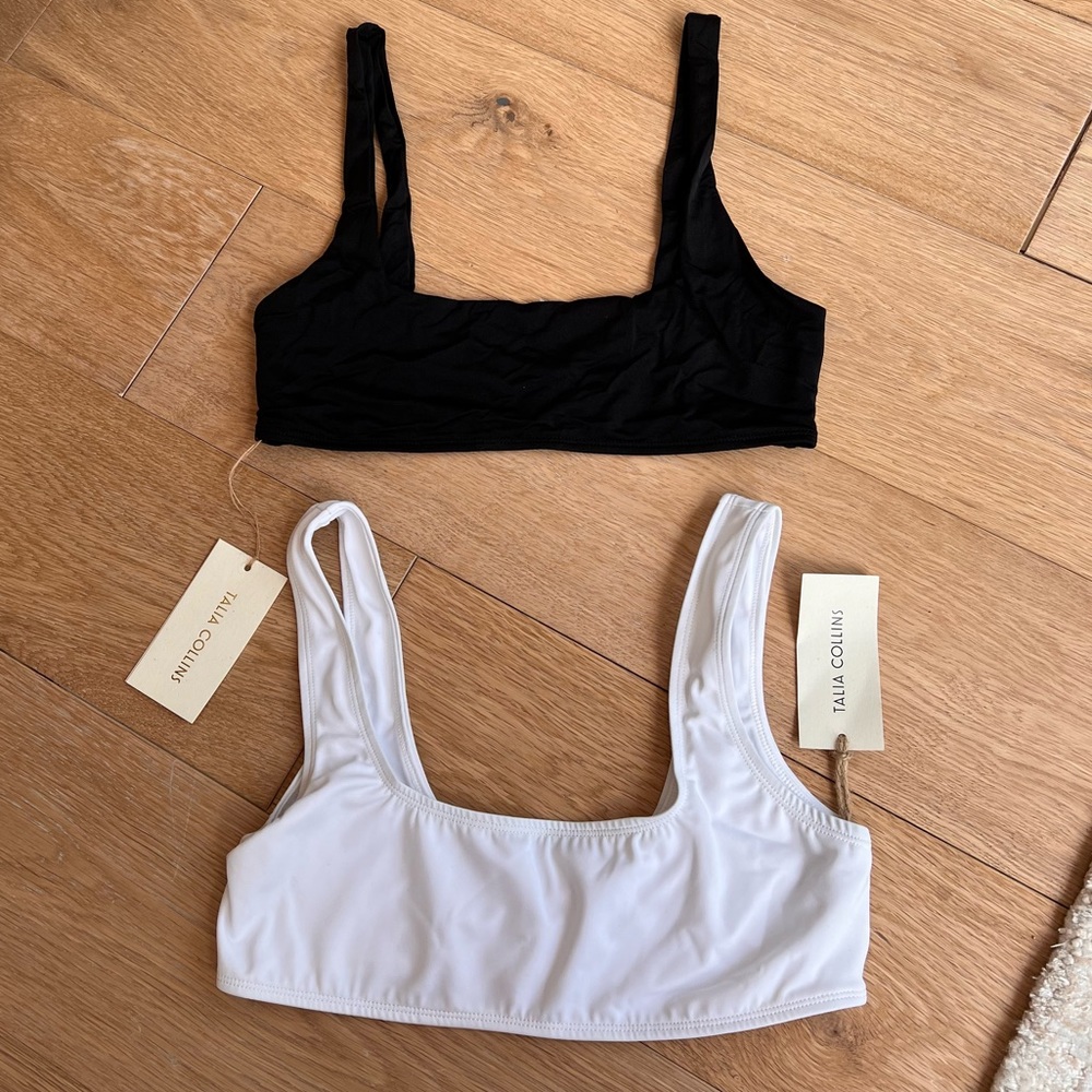 Talia Collins Black & White Bikini Athletic Tops